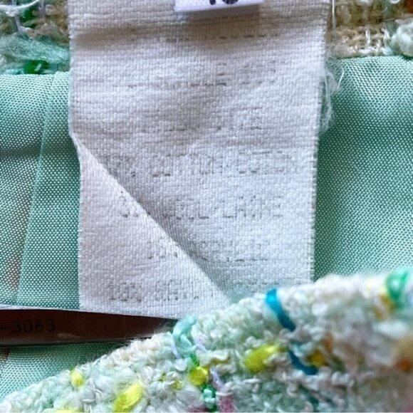 Vintage 90s Emmanuelle Khanh Paris Green Confetti Bouclé Wool Skirt - Small - Picture 6 of 11